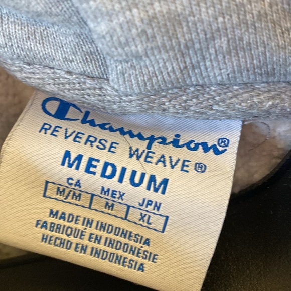 Champion Women's Grey Cropped Hoodie Medium Oversized - Picture 4 of 7